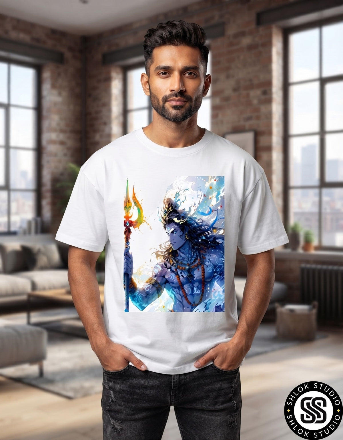 Shiva Holding Trishul | Unisex Oversized Standard T-Shirt