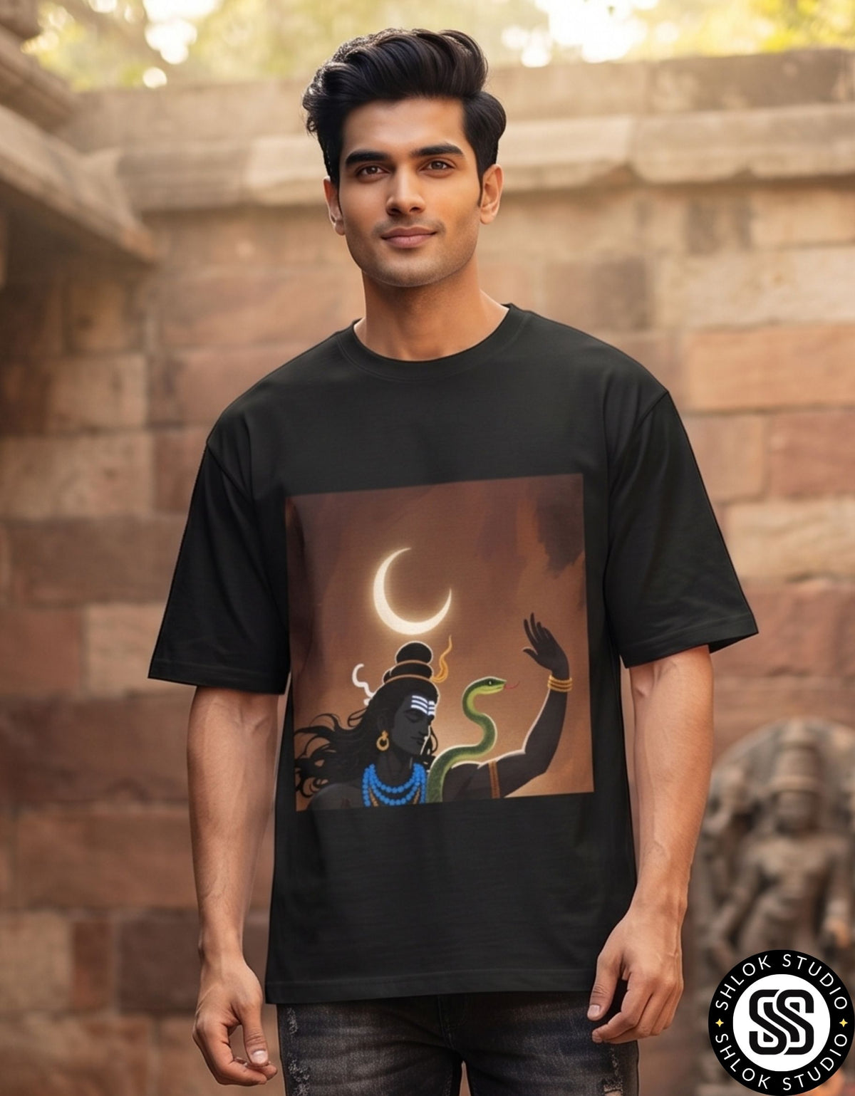 Shiva Moon on Head | Unisex Oversized Standard T-Shirt