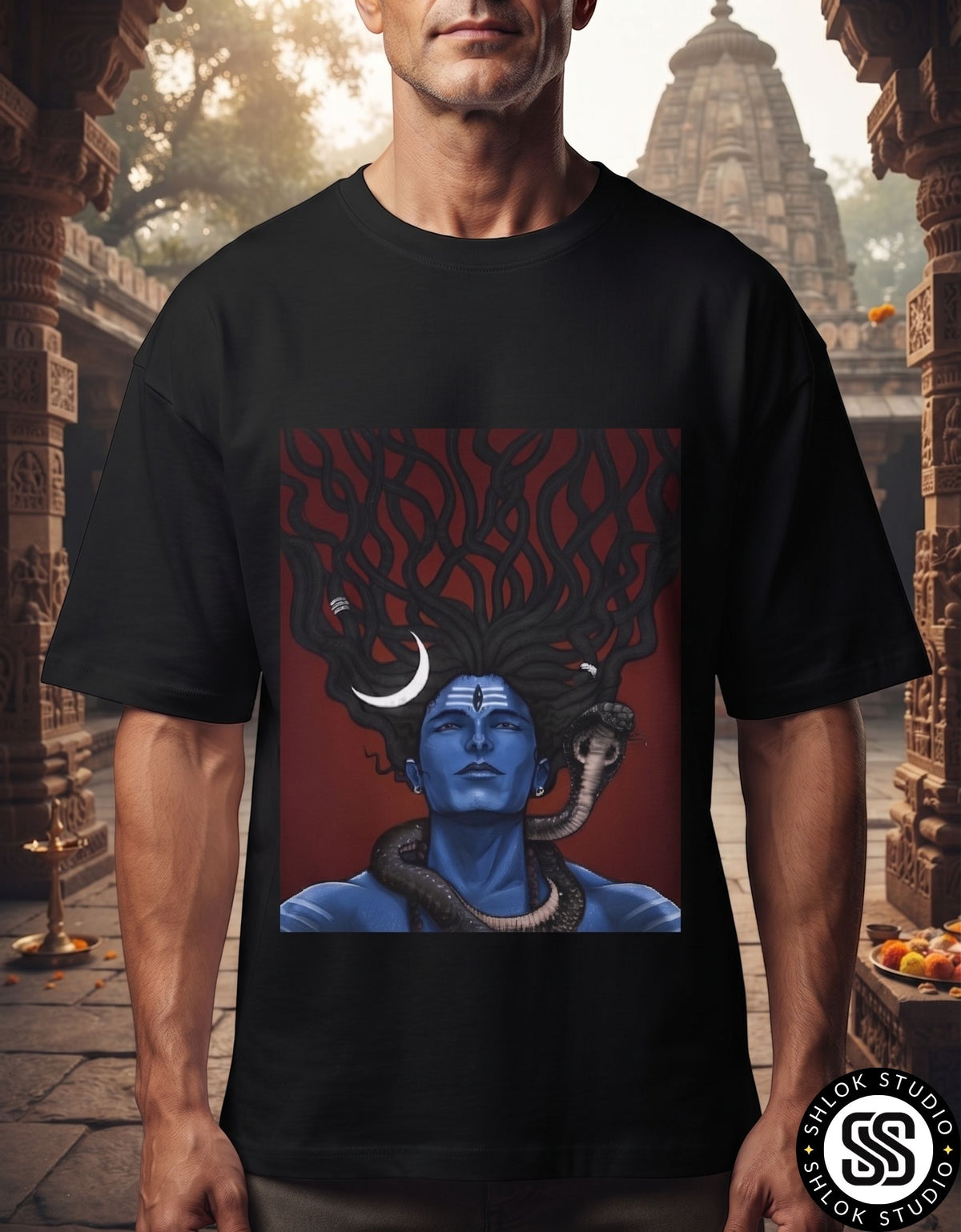 Shiva with Open Jata | Unisex Oversized Standard T-Shirt