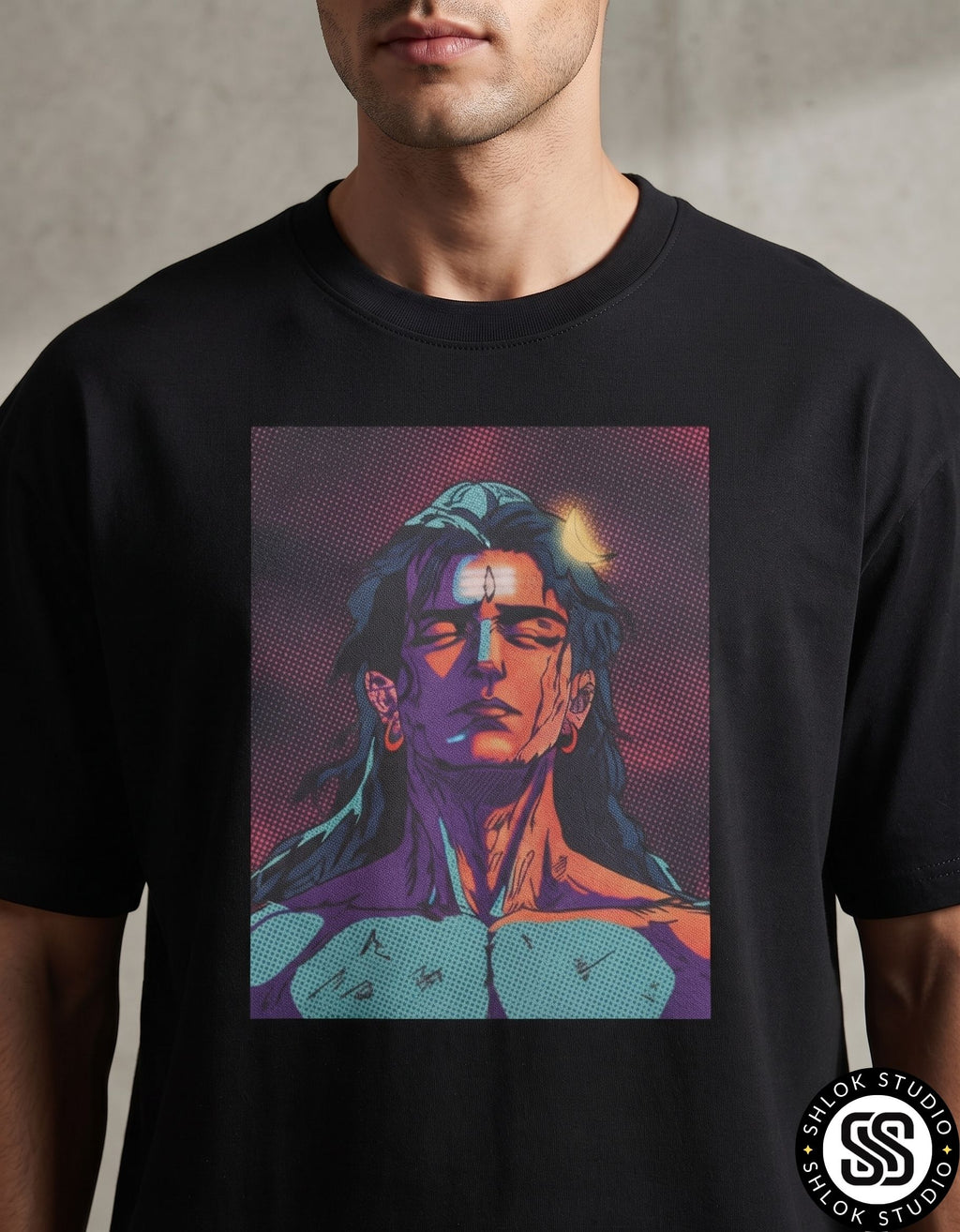 Shiva Adiyogi Close Eyes | Unisex Oversized Standard T-Shirt
